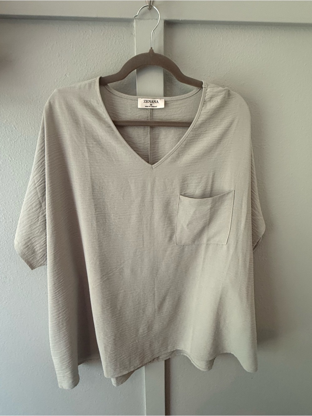 Zenana Pale Sage V-Neck Tee